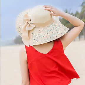 hat shade straw hat female summer foldable sunscreen sun hat travel seaside vacation beach hat - Get Me Products