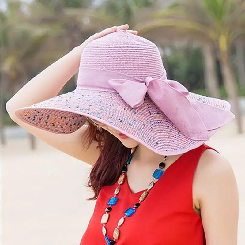 hat shade straw hat female summer foldable sunscreen sun hat travel seaside vacation beach hat - Get Me Products