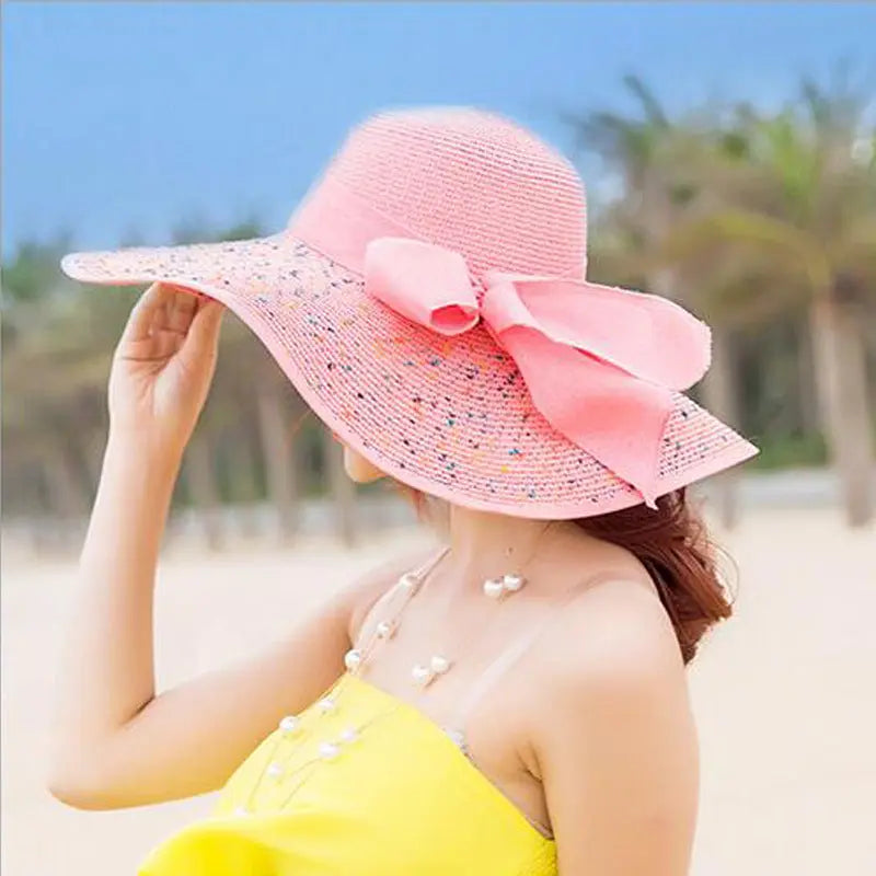 hat shade straw hat female summer foldable sunscreen sun hat travel seaside vacation beach hat - Get Me Products