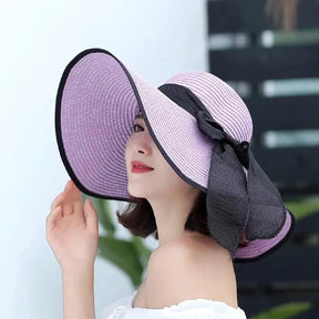 hat shade straw hat female summer foldable sunscreen sun hat travel seaside vacation beach hat - Get Me Products