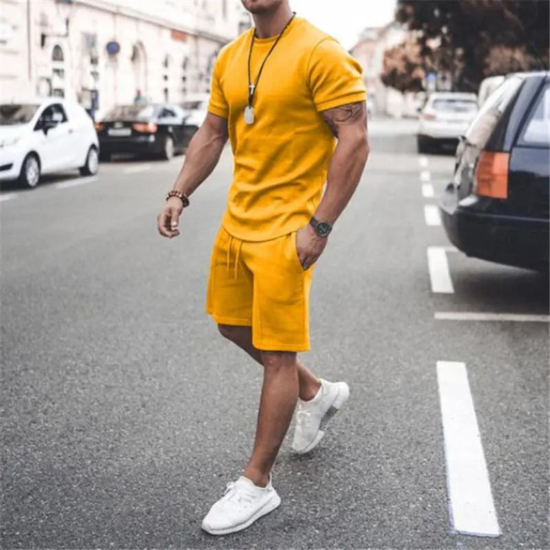 Men's Athletic Shirts And Shorts Outfits Short Sleeve Activewear Sports Set Summer Casual Tracksuit - Get Me Products