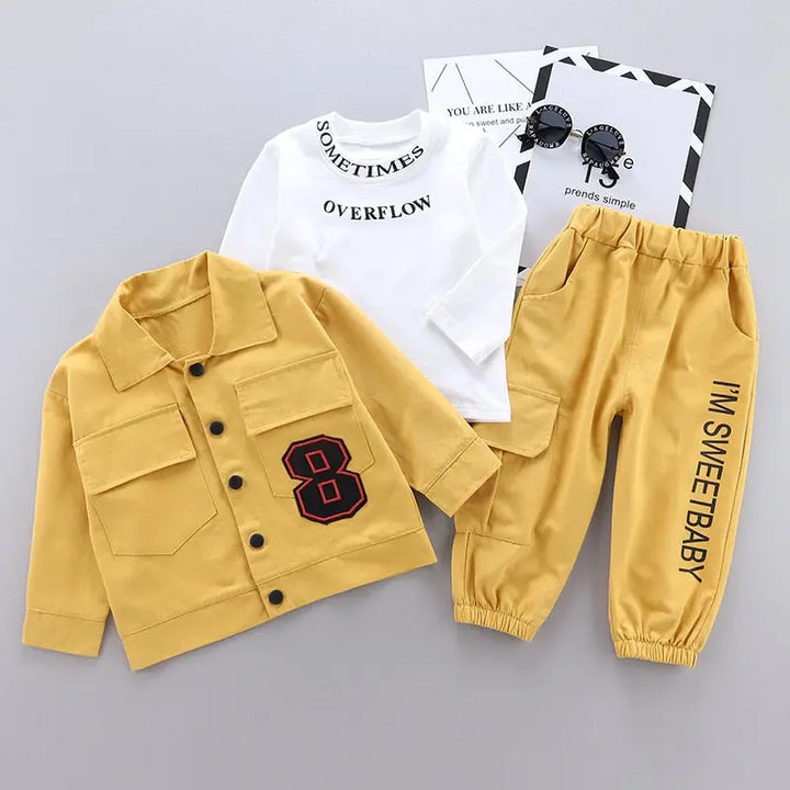 Menoea Baby Boy Clothing set Autumn fashion Cotton Hooded Tops Pants Ivory Max