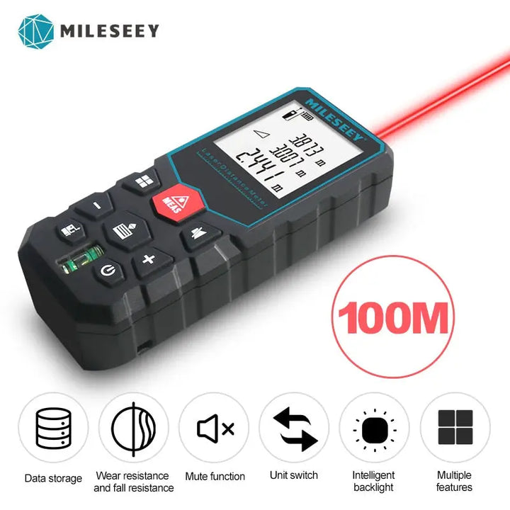 Mileseey laser distance meter electronic roulette laser digital tape rangefinder trena metro laser range finder  measuring tape - Get Me Products