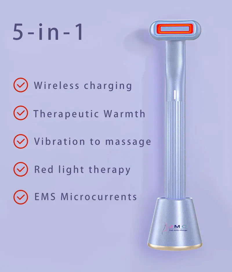 New Upgraded 360 Degrees Rotary Eye Massage Therapeutic Warmth Face Massage Red LED Light 5-in-1 Skincare Tool Wand - Get Me Products