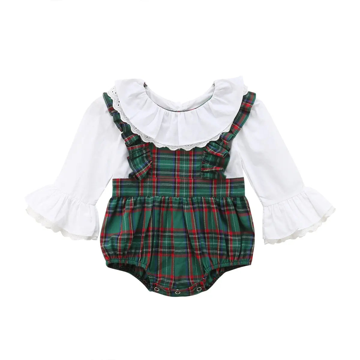 Newborn Infant Baby Girl Clothing Cotton Long Sleeve Plaid Bodysuit - Get Me Products