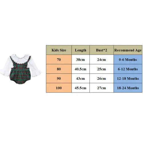 Newborn Infant Baby Girl Clothing Cotton Long Sleeve Plaid Bodysuit - Get Me Products