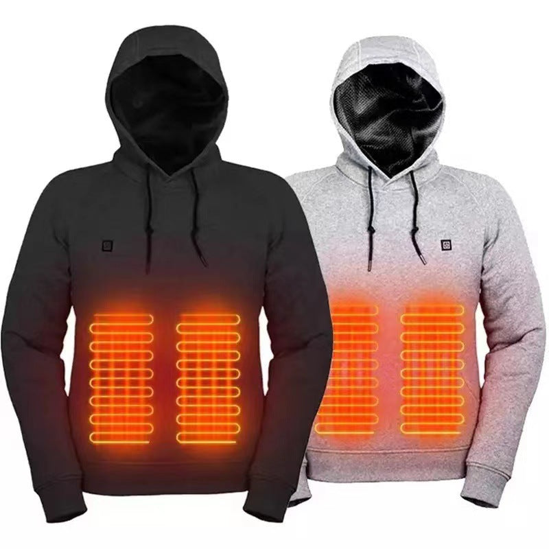 Cross Border Hooded Heating Sweatshirt Heating Clothing Men's USB Heating Sweatshirt Thermal Outdoor Casual Clothing Electric Heating - Get Me Products