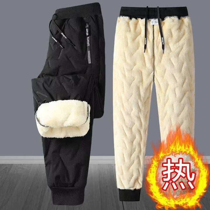 Cotton pants men's winter lamb plush thickened warm men's pants versatile new large windproof down cotton pants - Get Me Products