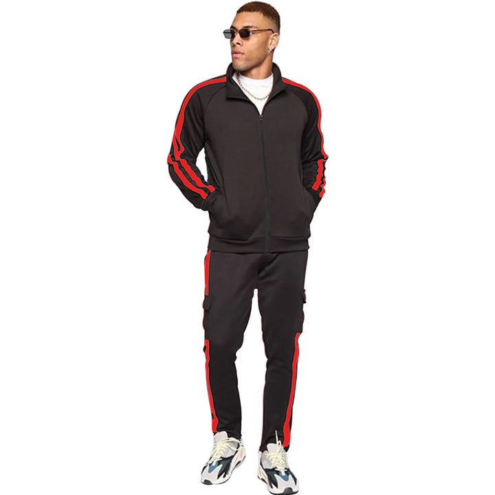 PDEP plus size 3XL high quality zip up wholesale custom men nylon tracksuit strap design jogging pants sweatsuit set for men - Get Me Products