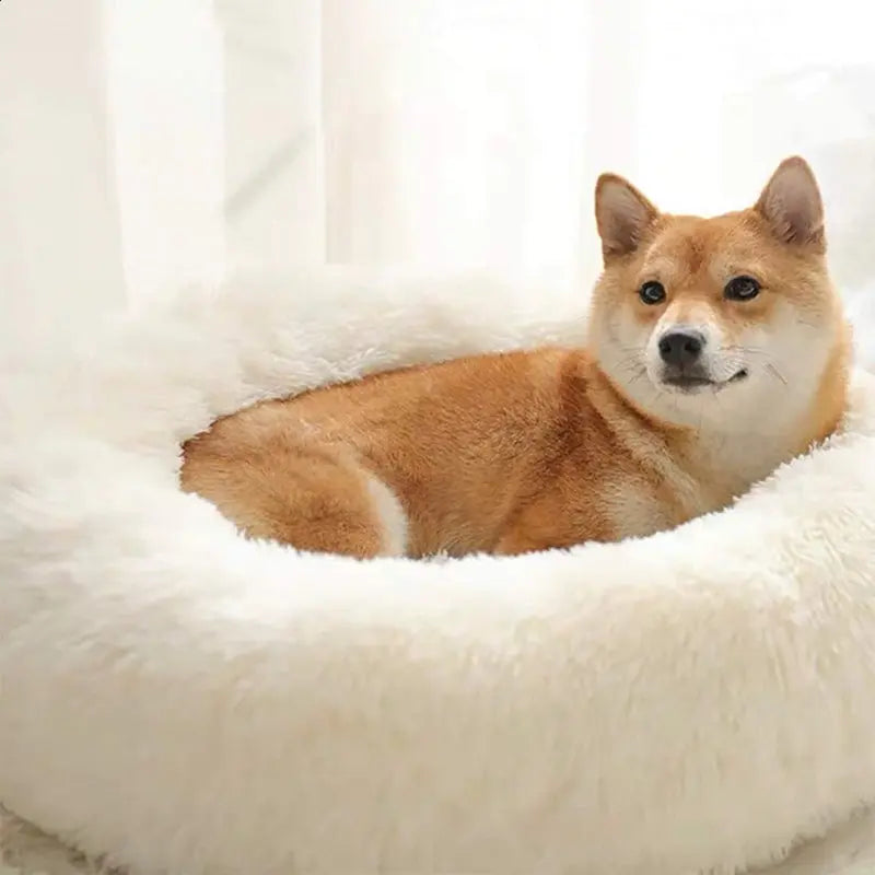 Pet Cats and Dogs Luxury Donut Bed Warm Soothing Joints Deepen Sleeping fluffy dog bed - Get Me Products