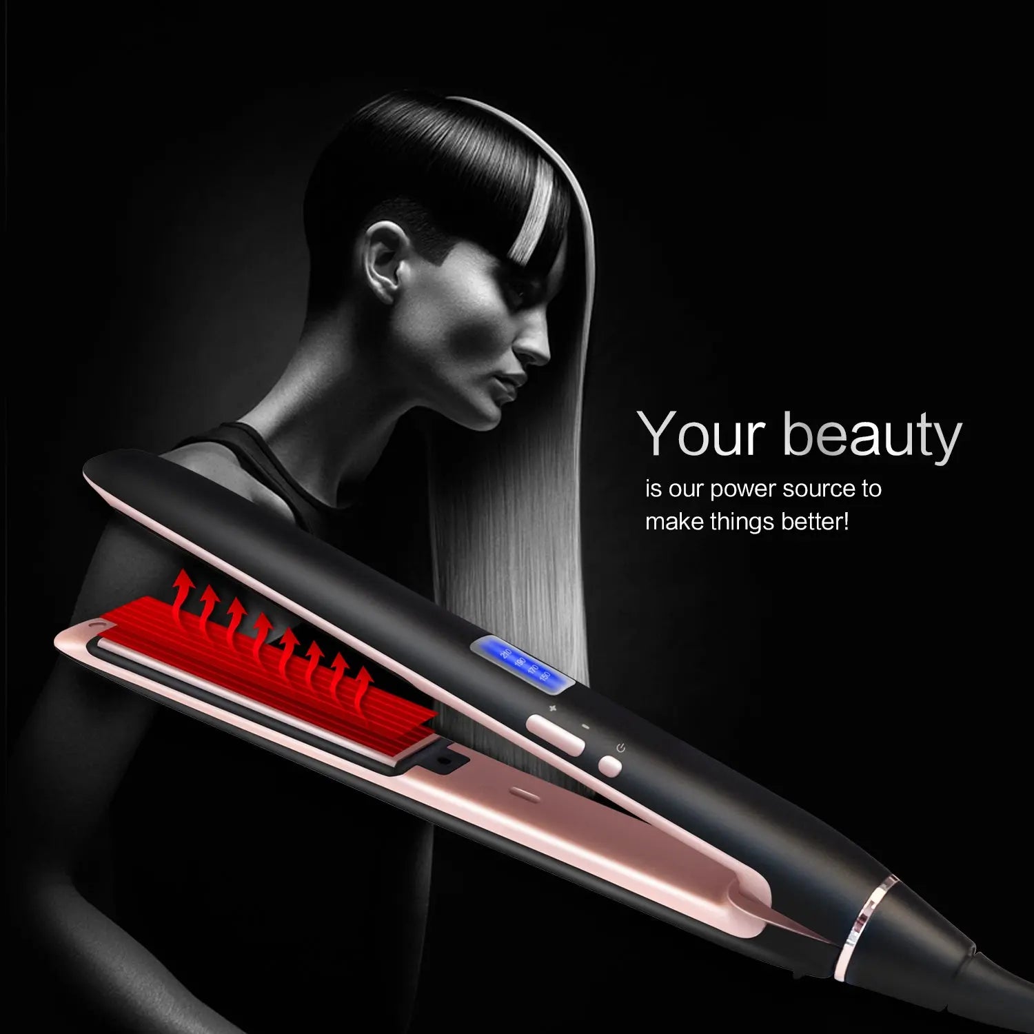 Professional Hair Straightener 2in1 Flat Iron Curling Straight Hair Fast Ceramic Heating - Get Me Products