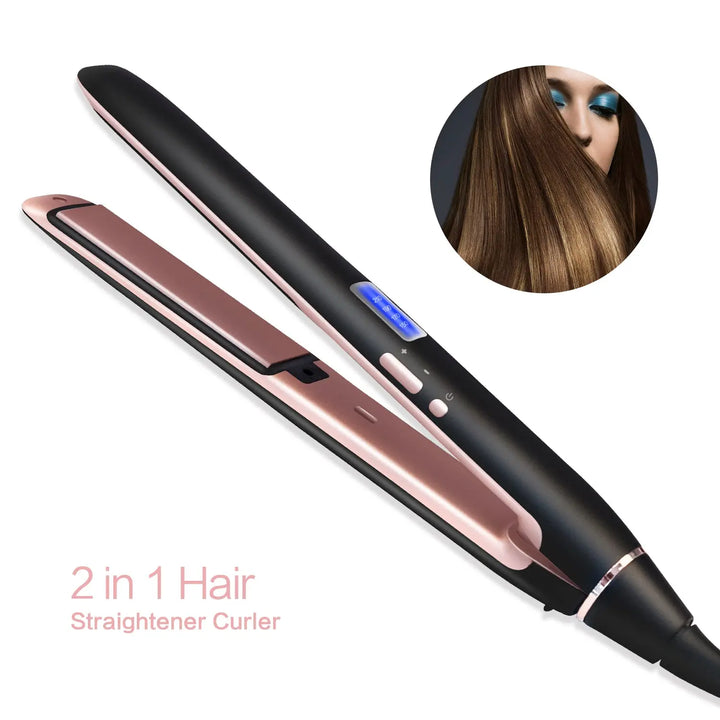 Professional Hair Straightener 2in1 Flat Iron Curling Straight Hair Fast Ceramic Heating GetMeProducts