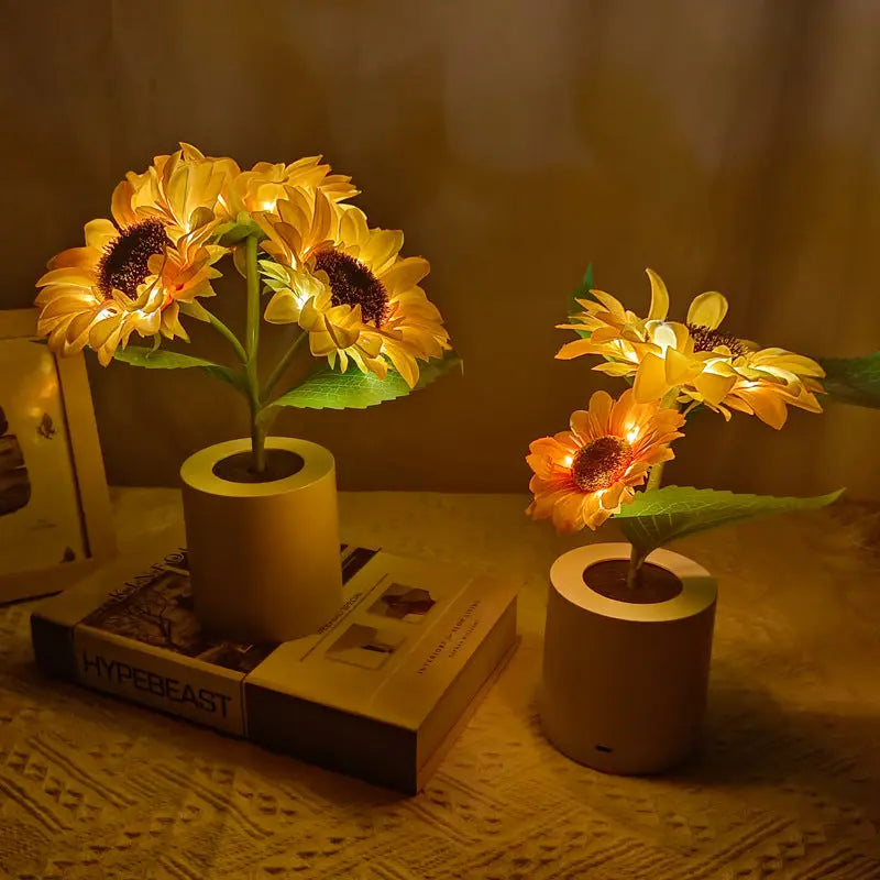 Rechargeable Sunflower Led Simulation Night Light Table Lamp Simulation Flowers Decorative Desk Lamp For Resturaunt Hotel Wedding Gift - Get Me Products
