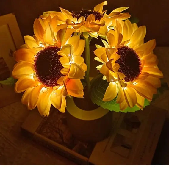 Rechargeable Sunflower Led Simulation Night Light Table Lamp Simulation Flowers Decorative Desk Lamp For Resturaunt Hotel Wedding Gift - Get Me Products