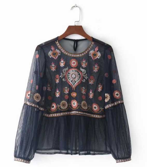 Sheer Mesh Floral Embroidery Top - Get Me Products