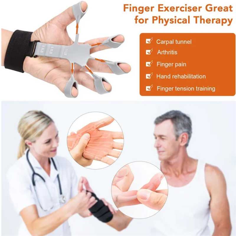Silicone Grip Device Finger Exercise Stretcher Finger Gripper Strength Trainer Strengthen Rehabilitation Training - Get Me Products