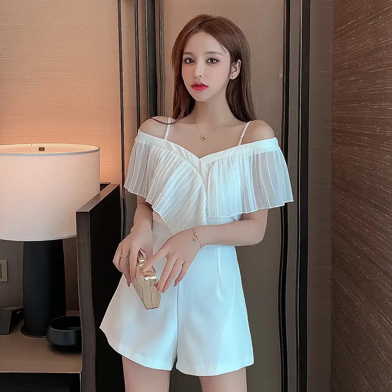 Sling Ruffled One-shoulder  Women's Small Jumpsuit - Get Me Products