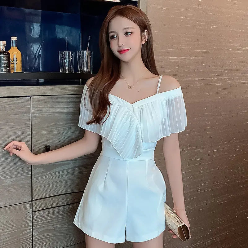 Sling Ruffled One-shoulder  Women's Small Jumpsuit - Get Me Products