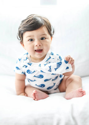 Smart Short Sleeve Bodysuit + Bib - Blue Whale - Get Me Products