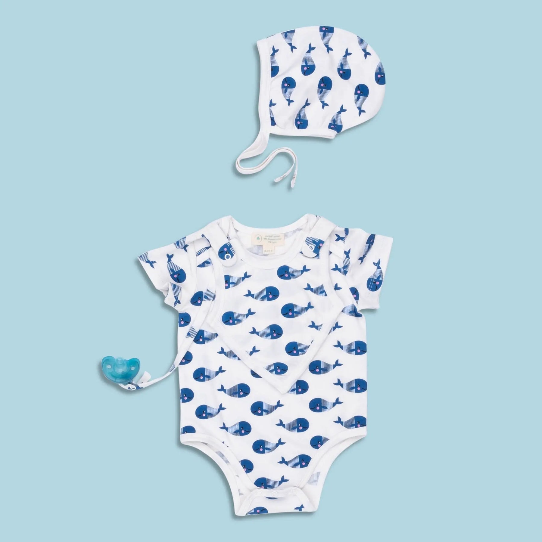 Smart Short Sleeve Bodysuit + Bib - Blue Whale - Get Me Products