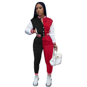 Spring Fall Crop Jogging Tracksuit Women Varsiti Jacket Sets Baseball Sweatsuit Vasiti Jacket Two Piece Set Tracksuit For Women - Get Me Products