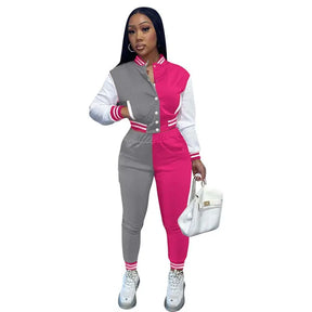 Spring Fall Crop Jogging Tracksuit Women Varsiti Jacket Sets Baseball Sweatsuit Vasiti Jacket Two Piece Set Tracksuit For Women - Get Me Products