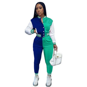 Spring Fall Crop Jogging Tracksuit Women Varsiti Jacket Sets Baseball Sweatsuit Vasiti Jacket Two Piece Set Tracksuit For Women - Get Me Products