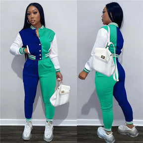 Spring Fall Crop Jogging Tracksuit Women Varsiti Jacket Sets Baseball Sweatsuit Vasiti Jacket Two Piece Set Tracksuit For Women - Get Me Products