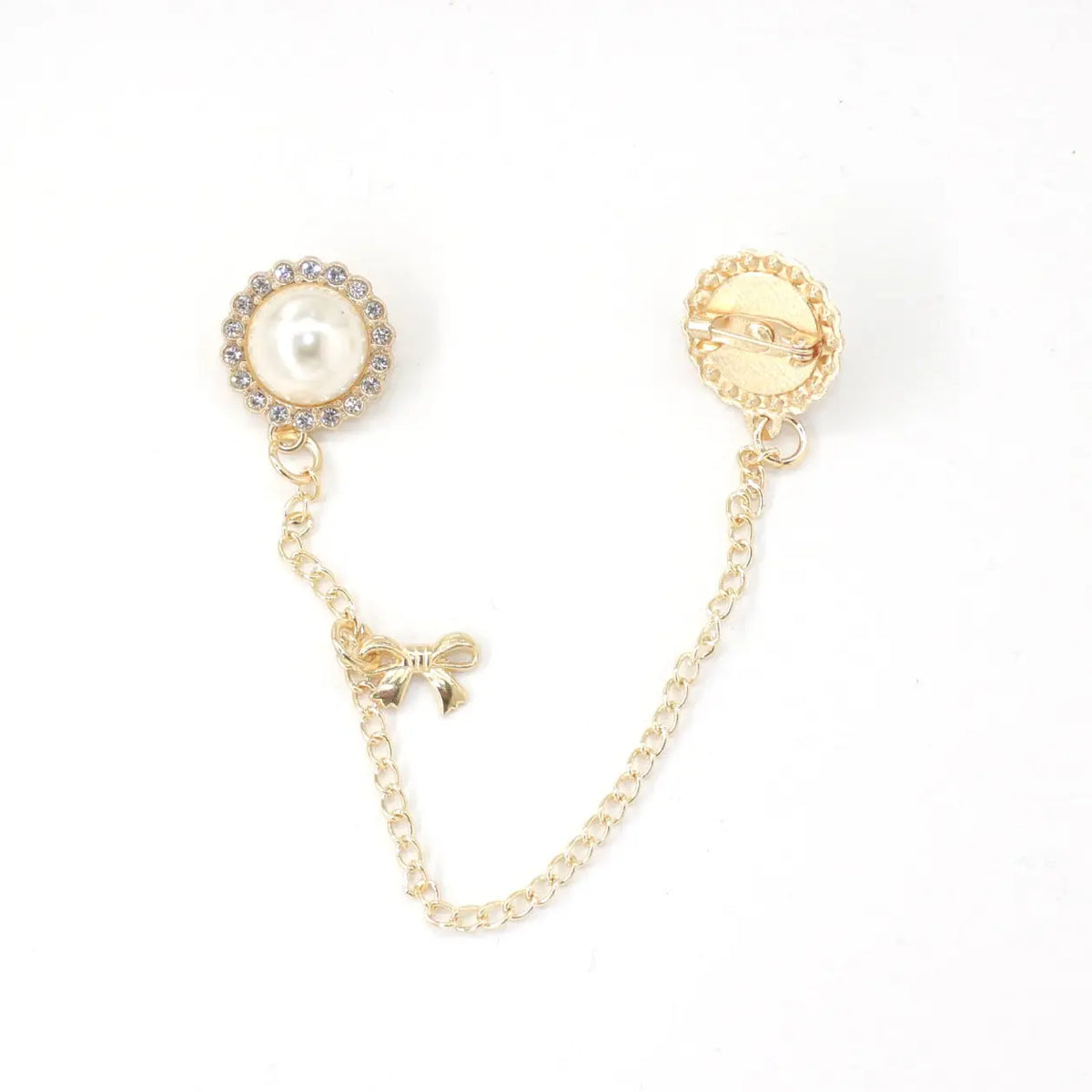 Spring New Pearl Chain Brooch Bow Knot Sweater Chain Muslim Rhinestone Headdress Small Fragrance Clothing Accessories - Get Me Products