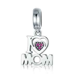 Sterling silver super mom charms pendants I love my family charm pendant kids charms for bracelet making jewelry - Get Me Products