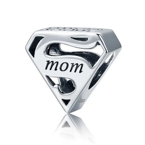 Sterling silver super mom charms pendants I love my family charm pendant kids charms for bracelet making jewelry - Get Me Products