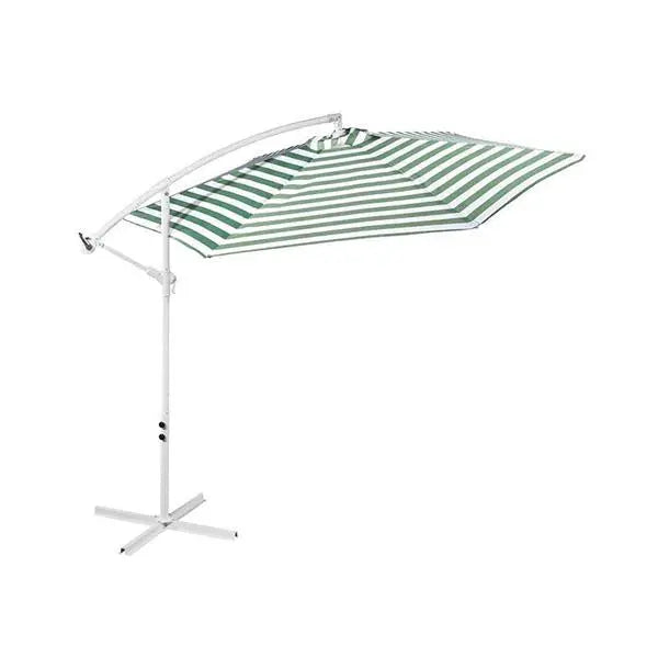Striped Outdoor Umbrella For Garden Patio Green And White Stripe Amethyst Hera
