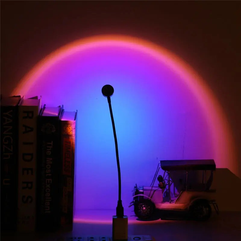 Sunset Lamp USB Rainbow Projector Atmosphere Night Light Home Decoration Photography Lighting Coffee Shop Wall Decor Lights - Get Me Products