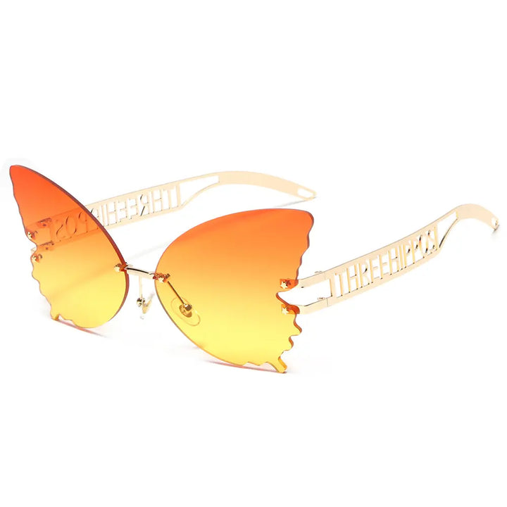 THREE HIPPOS 2020 new arrivals Big Butterfly shaped sunglasses metal framework Rimless Shades Colorful party Sun Glasses - Get Me Products