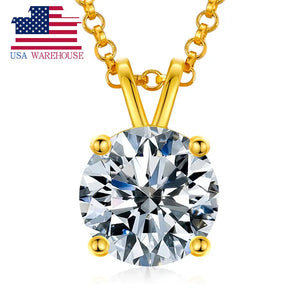 USA Stock Women Jewelry Classic 18K Gold Plated 925 Sterling Silver VVS Moissanite Diamond Pendant Necklace - Get Me Products