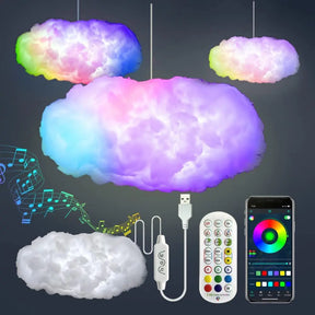 USB Cloud Light APP Control Music Synchronization 3D RGBIC Ambient Light Lightning Simulation Clouds Bedroom Room Light - Get Me Products