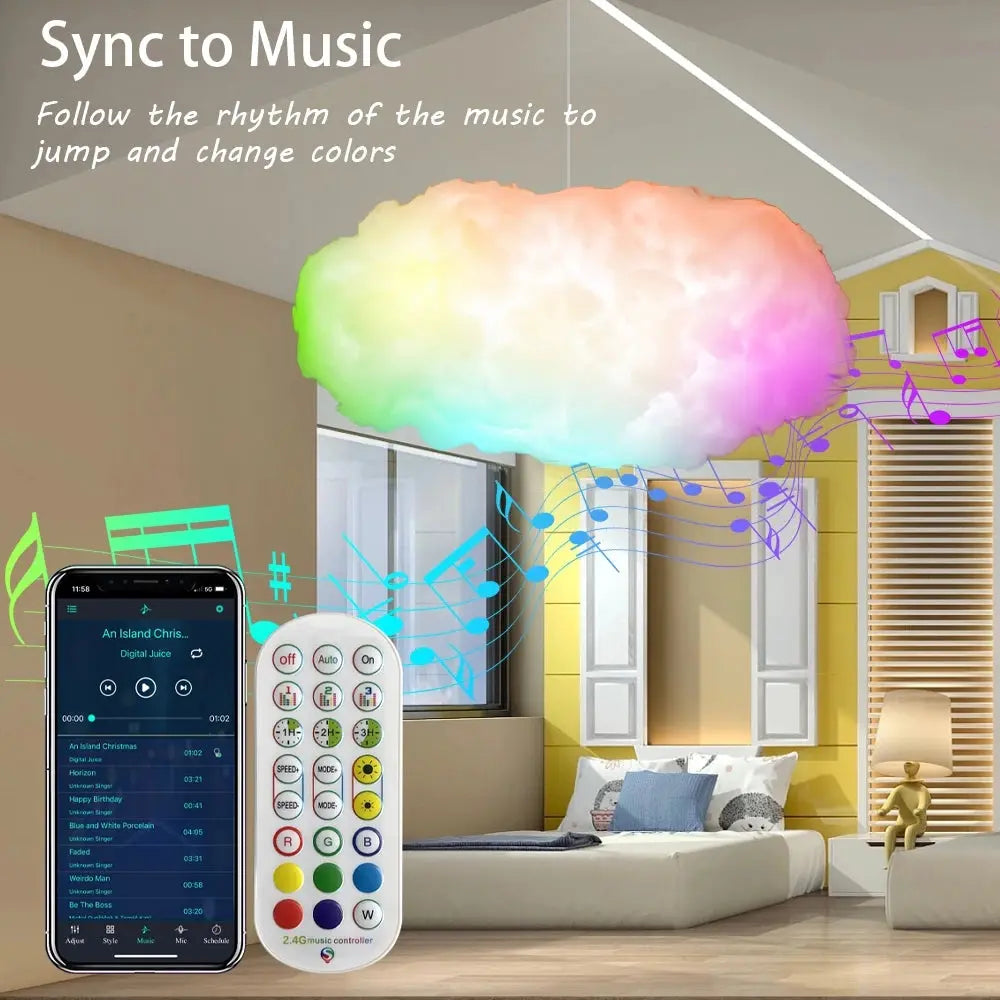 USB Cloud Light APP Control Music Synchronization 3D RGBIC Ambient Light Lightning Simulation Clouds Bedroom Room Light - Get Me Products