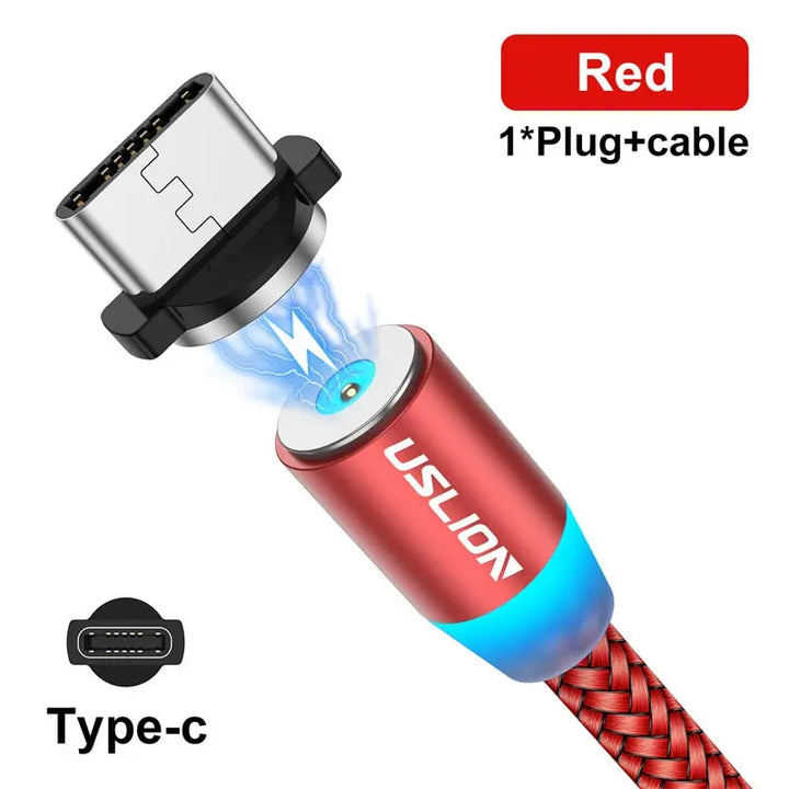 USLION Magnetic USB Cable For iPhone 12 11 Xiaomi Samsung Type C Cable LED Fast Charging Data Charge Micro USB Cable Cord Wire - Get Me Products