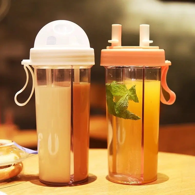 Water bottle Straw cup plastic juice dual purpose tea cup - Get Me Products