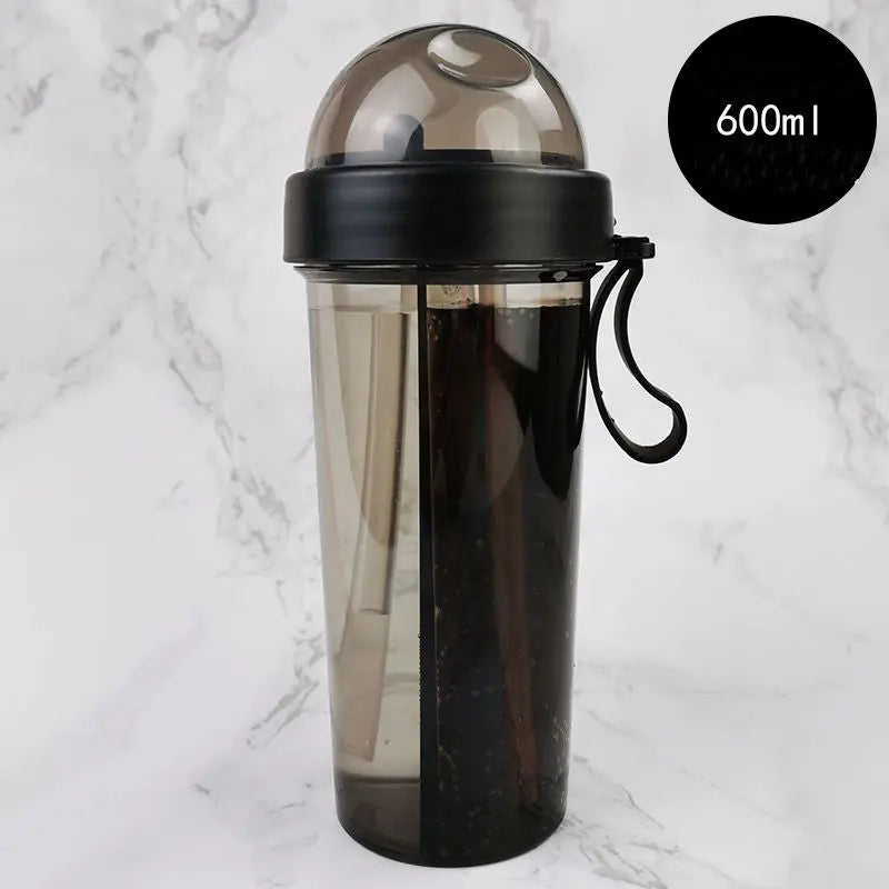 Water bottle Straw cup plastic juice dual purpose tea cup - Get Me Products