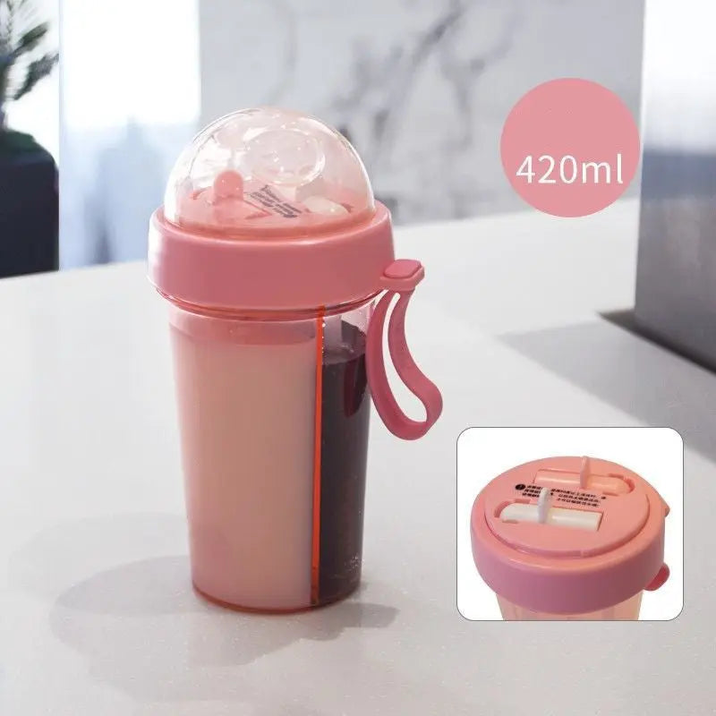 Water bottle Straw cup plastic juice dual purpose tea cup - Get Me Products