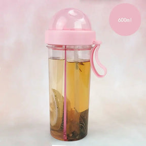 Water bottle Straw cup plastic juice dual purpose tea cup - Get Me Products