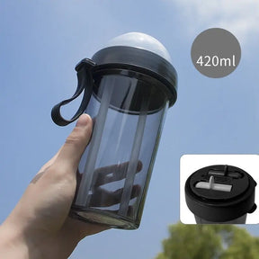 Water bottle Straw cup plastic juice dual purpose tea cup - Get Me Products