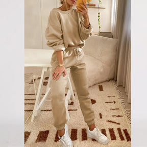 Women Clothing Vendor Wholesale Blank Brown Private Label Fleece Sweat Suits Set - Get Me Products