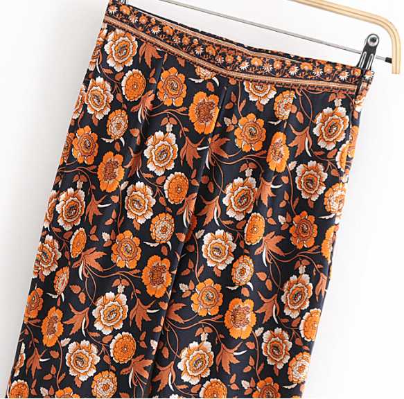 Women's New Positioning Flower Black Flower Flared Trousers - Get Me Products