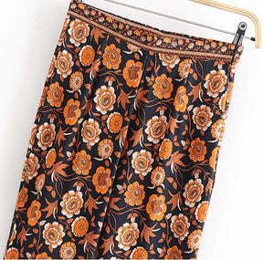 Women's New Positioning Flower Black Flower Flared Trousers - Get Me Products