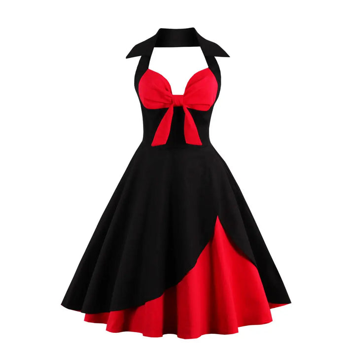 Womens Vintage Rockabilly Pinup Hepburn Halter Swing Evening Party Dress GetMeProducts