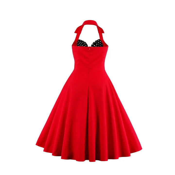 Womens Vintage Rockabilly Pinup Hepburn Halter Swing Evening Party Dress GetMeProducts