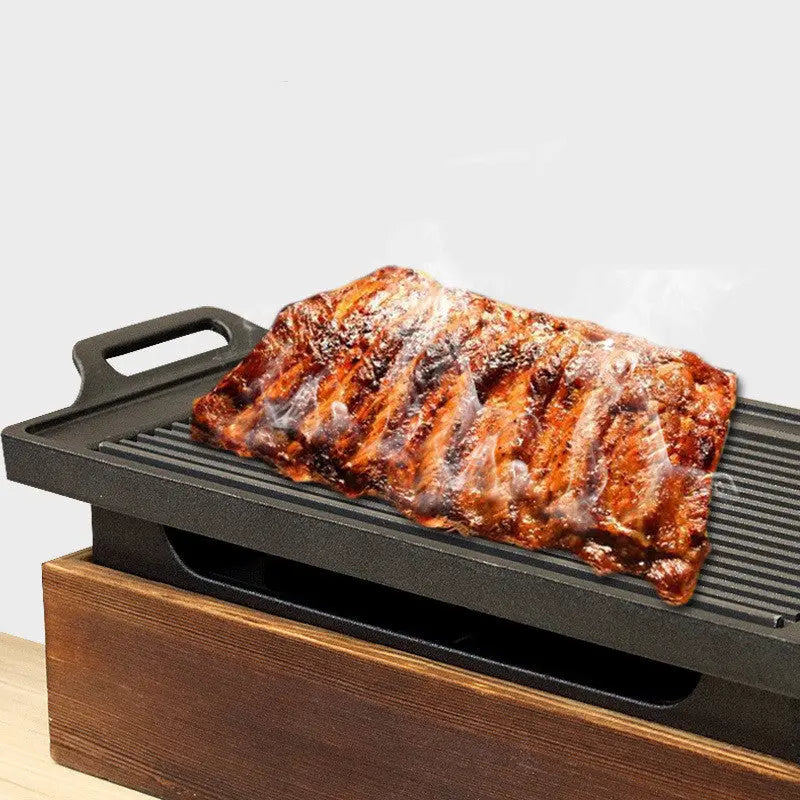 Wooden Seat Korean Style Grill Pan Grill Household Smokeless - Get Me Products