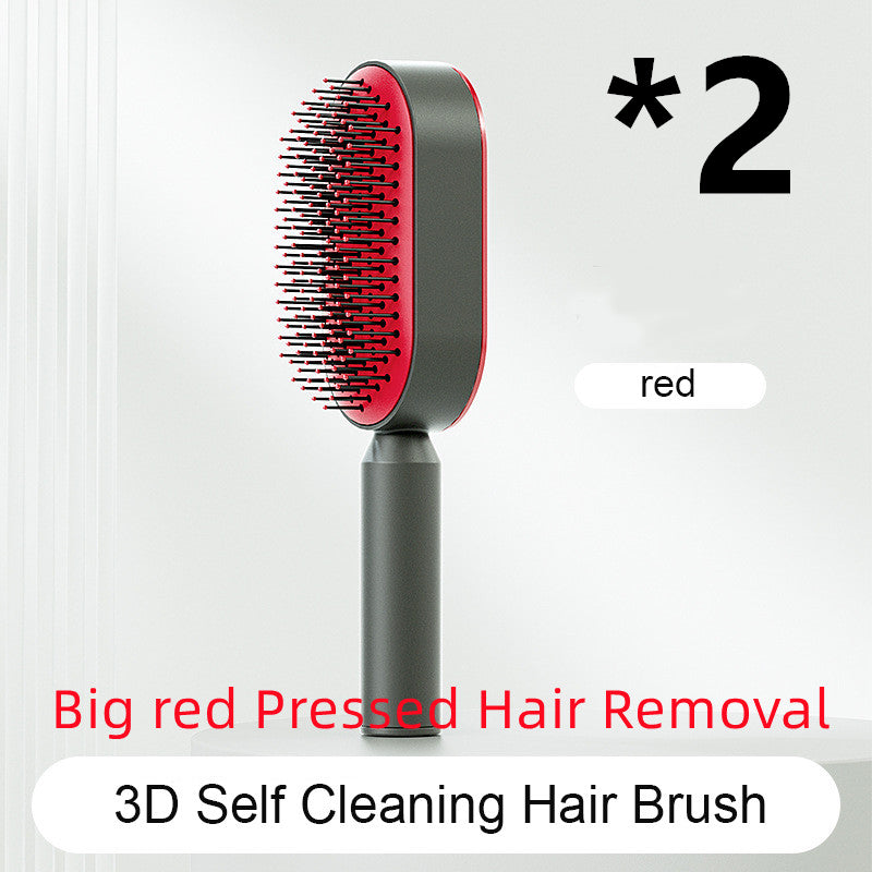 Self Cleaning Hair Brush For Women One-key Cleaning Hair Loss Airbag Massage Scalp Comb Anti-Static Hairbrush - Get Me Products